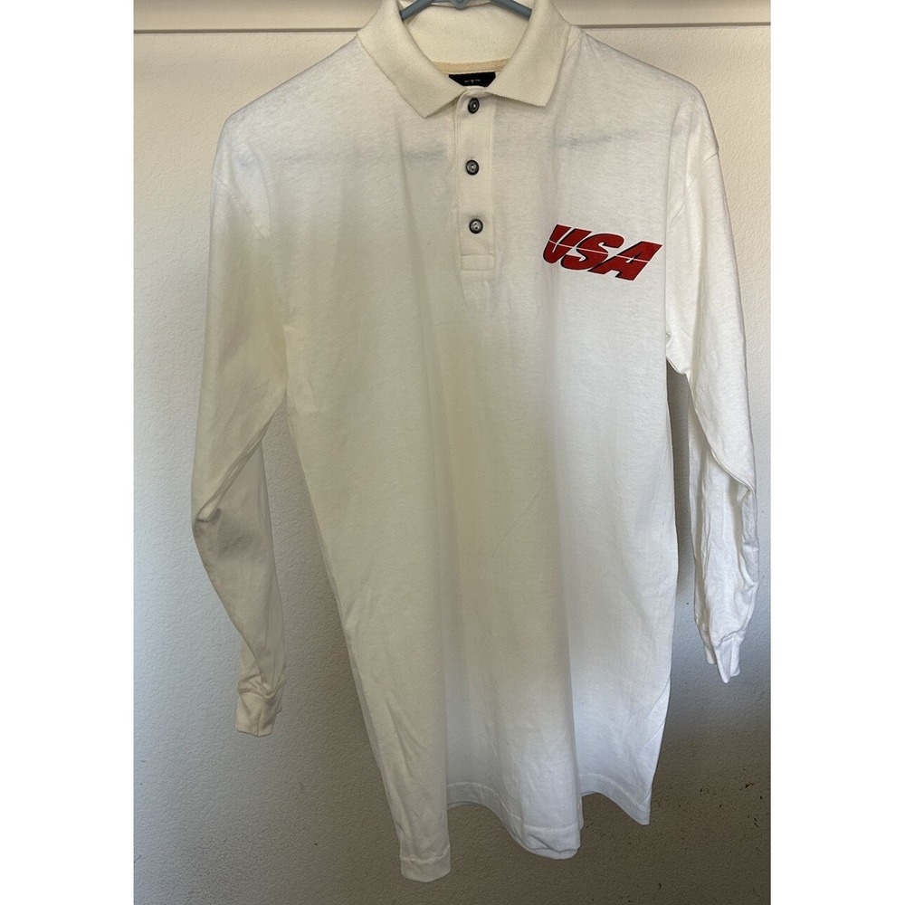 Bugle Boy Men's Medium USA White Two button-down Vintage Shirt with Long Sleeves